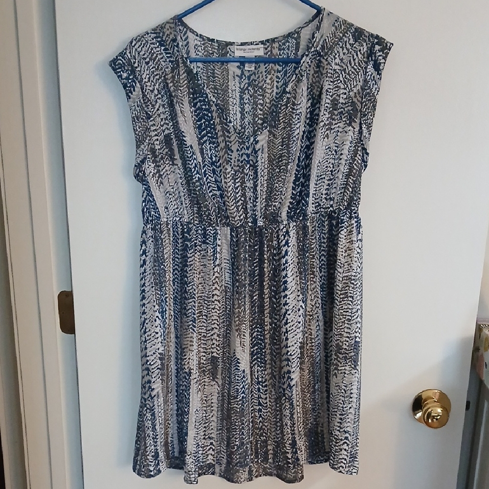Liz Lange Navy and White Maternity Mini Dress, Size M